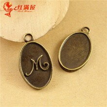 A1775 古青 1.75克 复古字牌-M 挂件DIY饰品批发 17*11MM 50个/包