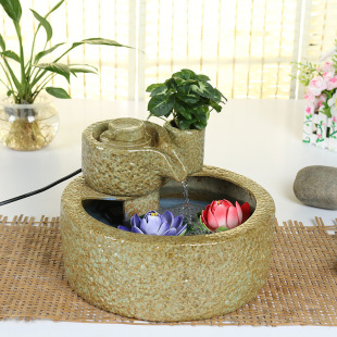 Factory wholesale ceramic rockery water fountain humidification atomization home fish tank ornaments Alpine water flow water