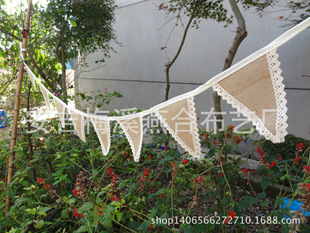 Manufacturers [long-term spot supply] each wedding cotton lace linen triangle flag triangle flag linen flag