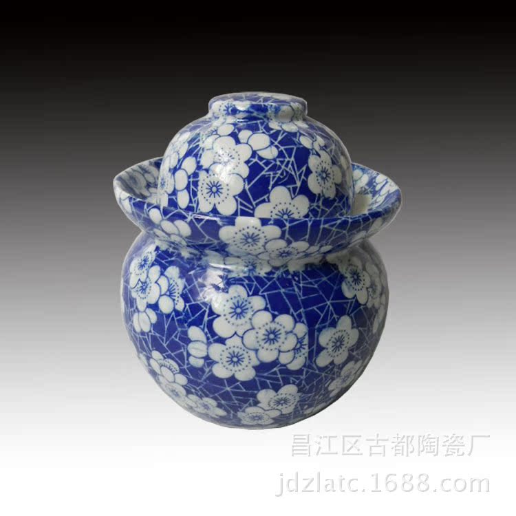 厂家批发景德镇青花陶瓷泡菜坛子腌咸菜辣椒食品包装罐子