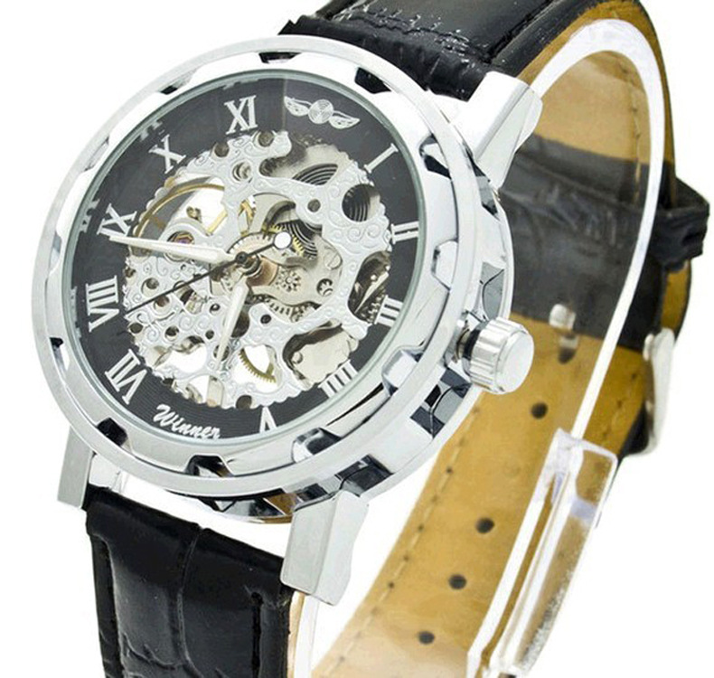 低价促销 镂空机械手表 男士皮带全自动机械表 时尚表