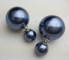 Zirconium from pearl, fashionable cute double-sided earrings, Korean style