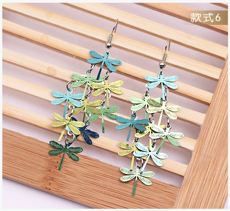 Fashion Earrings, long dangle multicolor 12 cm, lightweight 7 g accessory