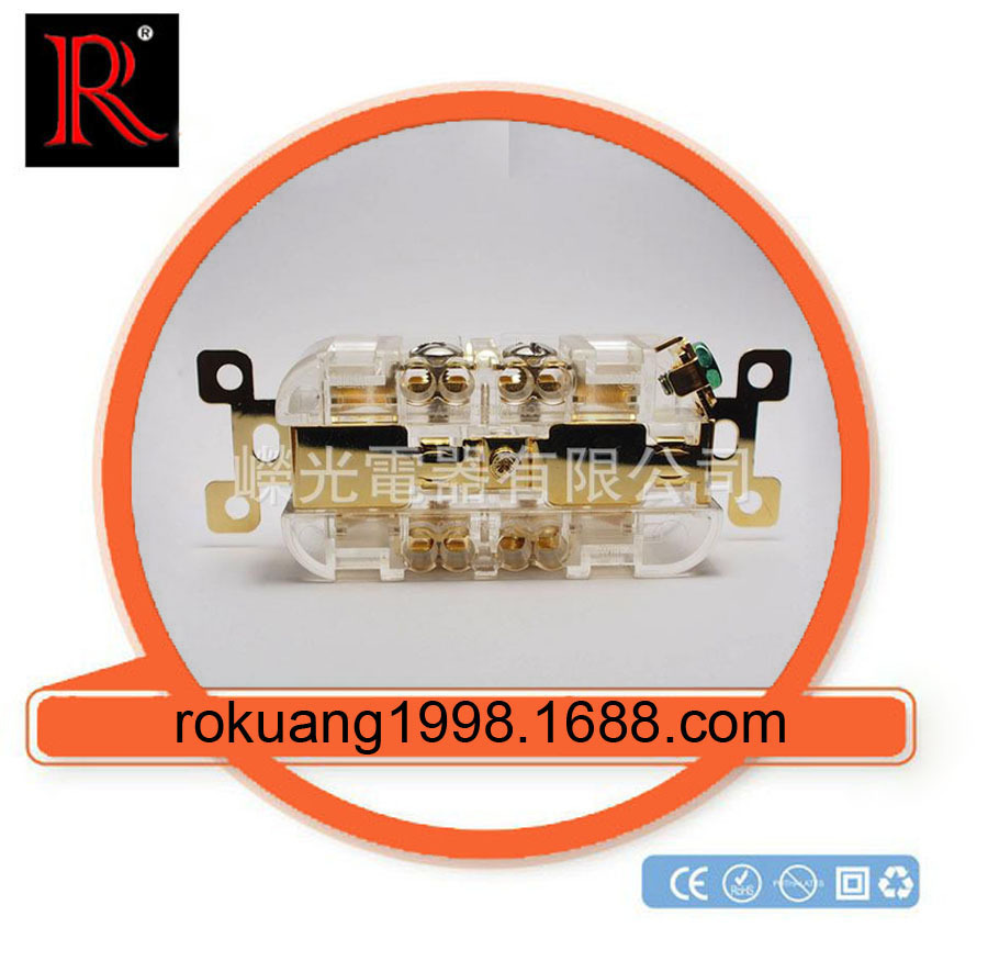 520RD 20A 125VAC NEMA 5-20R 鍍金 美规双联插座 HIFI插座