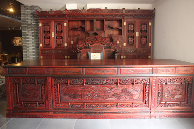 Factory Outlet Classic Furniture Collections Laos Rosewood Office Desk 5 sets Clear style Study