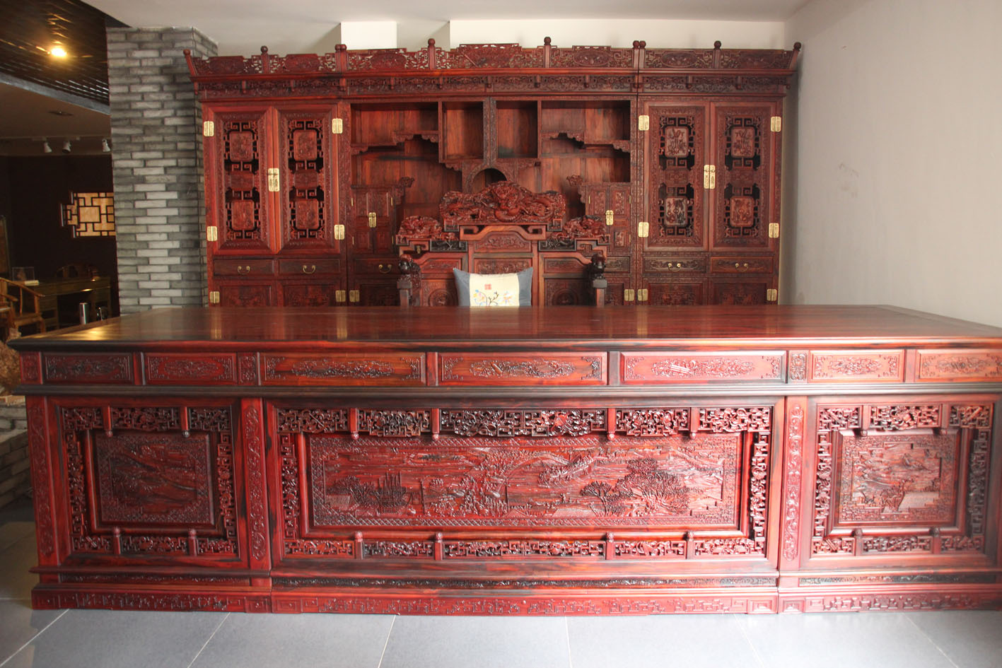 Factory Outlet Classic Furniture Collections Laos Rosewood Office Desk 5 sets Clear style Study