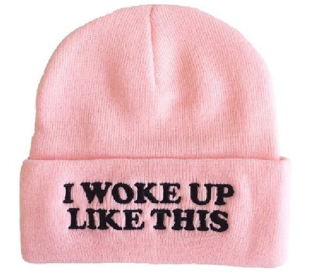 外贸新款 I Woke Up Like This Beanies 针织帽 嘻哈男女潮帽子
