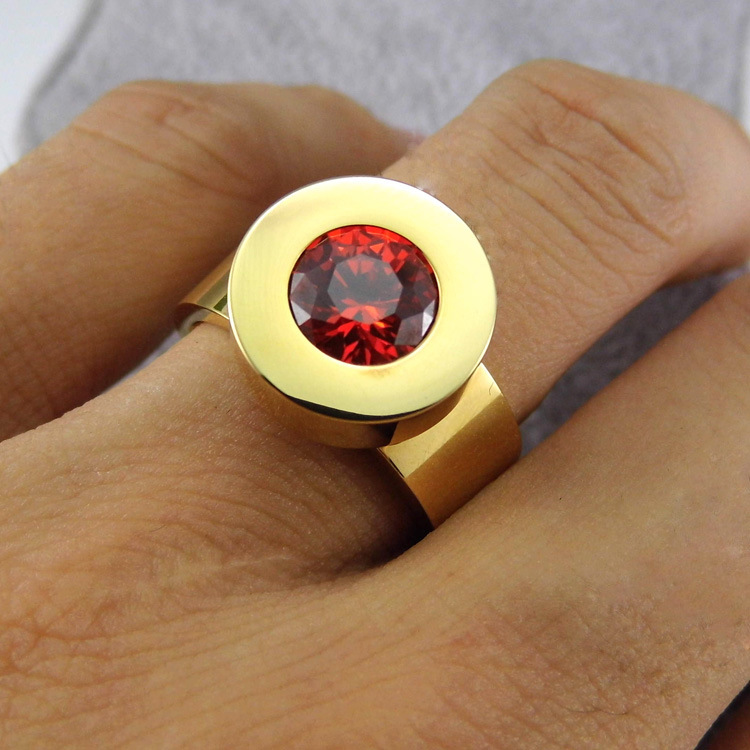 1 Piece Quantity Street Occasion Vacuum Plating Real Gold Plated 18K Gold Round 304 Stainless Steel Fashion Waterproof Non Tarnish Rings