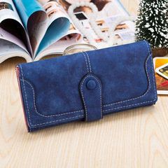 Korean-style Women's Long Wallet, Vintage Frosted Patchwork Design, Ladies' Purse & Leather Wallet—Factory Direct Sales