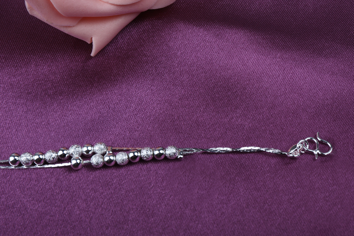 Korean Style Silver Plated Rotating Bead Anklet With Pearls_voghion.com