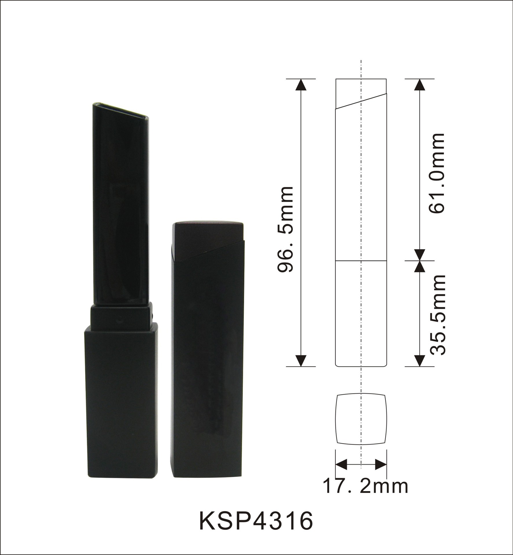 ABS 塑料 肥四方单头 口红管 唇膏管 KSP4316
