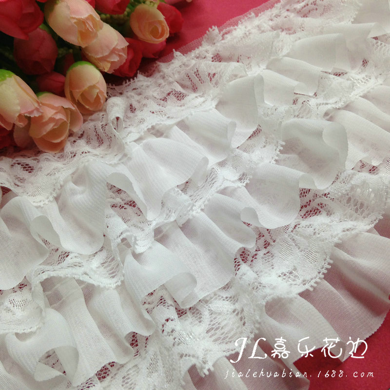 高档花边批发,六层雪纺蕾丝打折花边,DIY裙摆花边