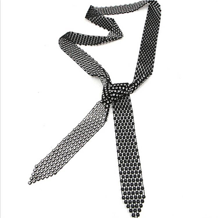 韩国镶满钻领带毛衣链长款项链时尚水兵舞带百搭个性装饰品女批发|ms