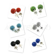 水钻厂家批发10mm AB泥软陶满钻球  水钻香巴拉耳钉