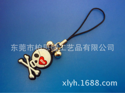骷髅头手机链 万圣节小礼物 个性手机挂饰 PVC手机配饰批发|ru