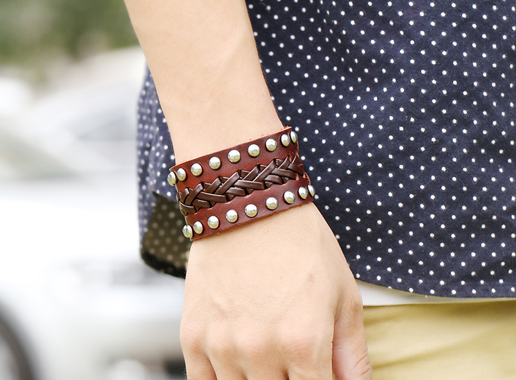 Vintage woven bracelet new menu0027s bracelet wide leather cowhide bracelet