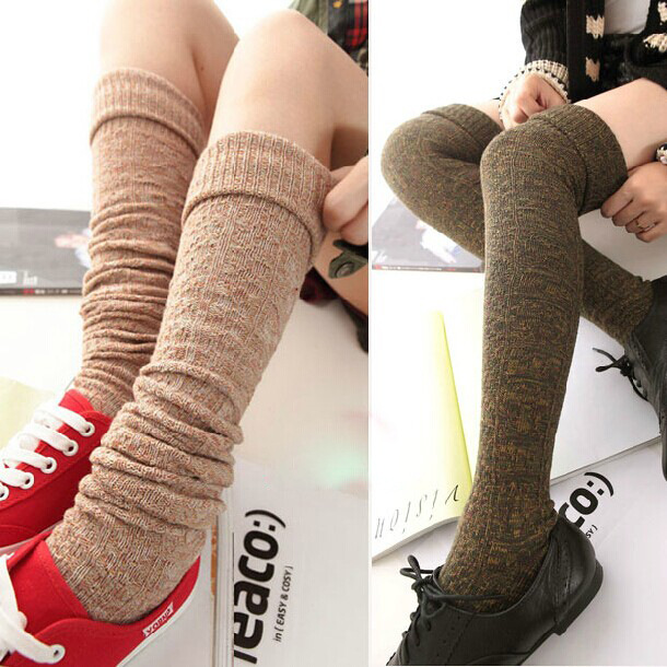 Retro blending Three-dimensional twist Coarse needle Students socks Cotton Stockings Knee socks In tube socks piles