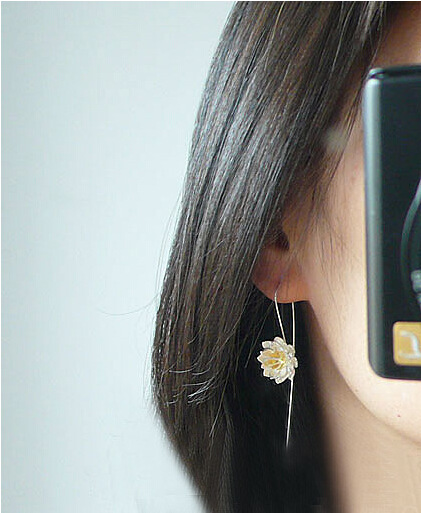 Pendientes de plata esterlina s925 pendientes Tailandia artesanía moda temperamento Lotus pendientes de plata esterlina joyería de plata al por mayor