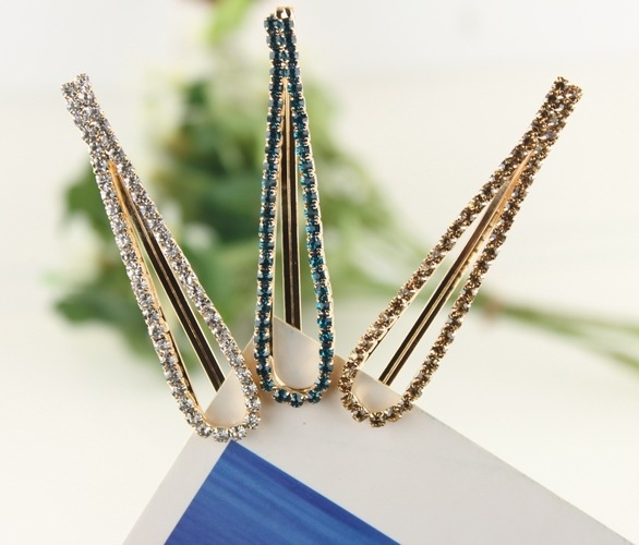 Accesorios Para El Cabello Caliente U-crystal Rhinestone Hair Clip Geometric Edge Clip display picture 5