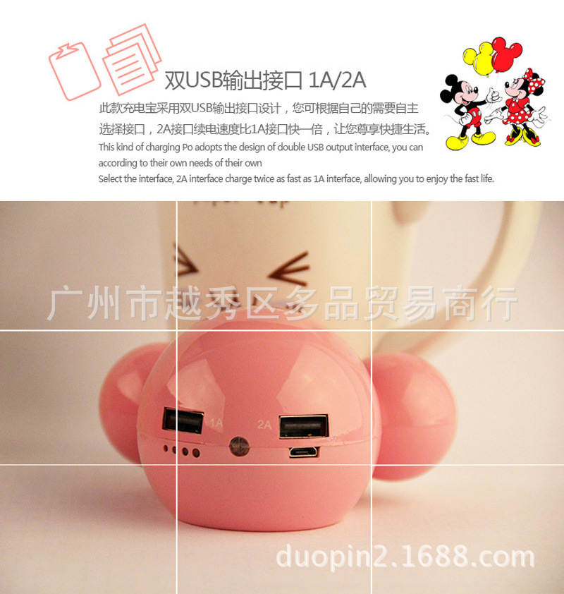 Factory direct sales of new Mitch Minnie mobile power, cute cartoon charge 12000 Ma, style random4