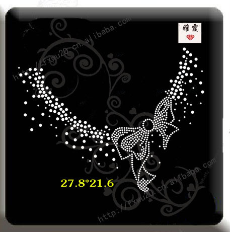 领口花形烫钻图　服装烫图　烫图图案批发　厂家直销镶钻新款