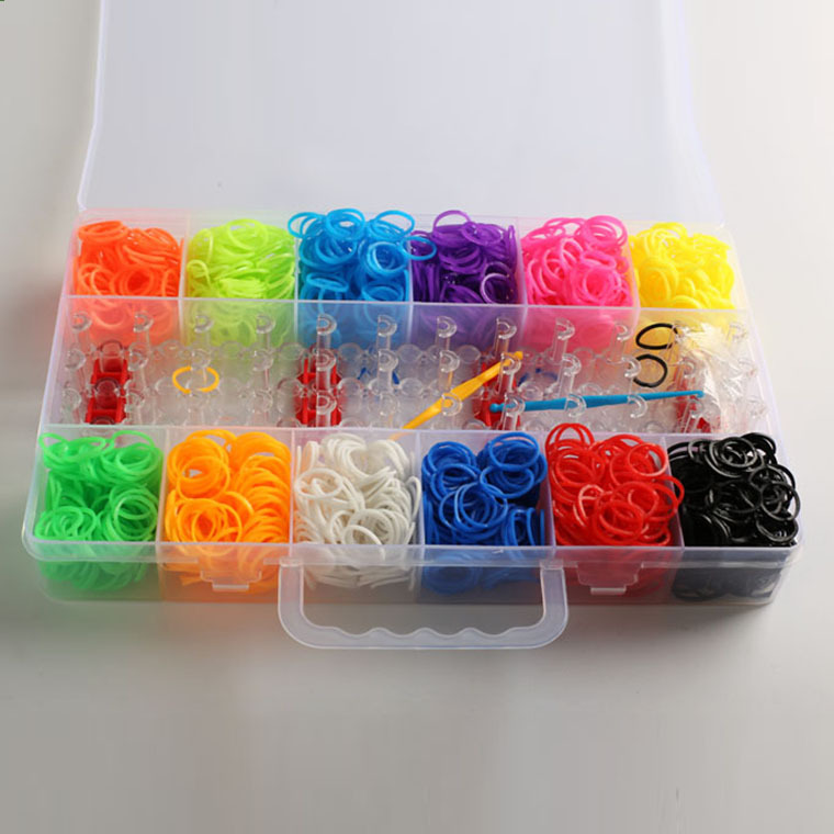 韩国彩虹绳彩色橡皮筋手绳 编织21格果冻色皮筋手链 儿童DIY手工