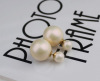 Zirconium from pearl, fashionable cute double-sided earrings, Korean style