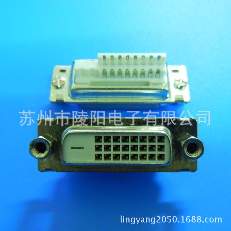 DVI 24+1母180度焊线/前铆螺丝/白胶/端子镀半金FU