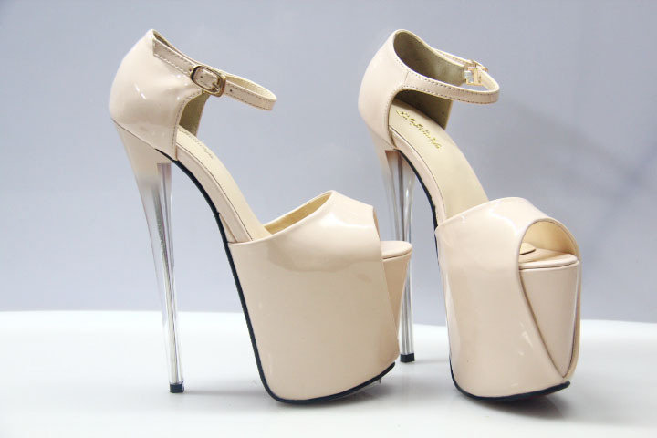 Giày sandal cao gót nữ hở mũi gót siêu cao 19cm phong cách châu Âu — Màu đen chi tiết 8