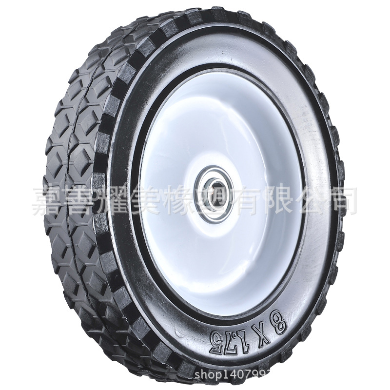 厂家供应耀美供应8寸铁板橡胶工具箱橡塑轮子 实心橡胶轮