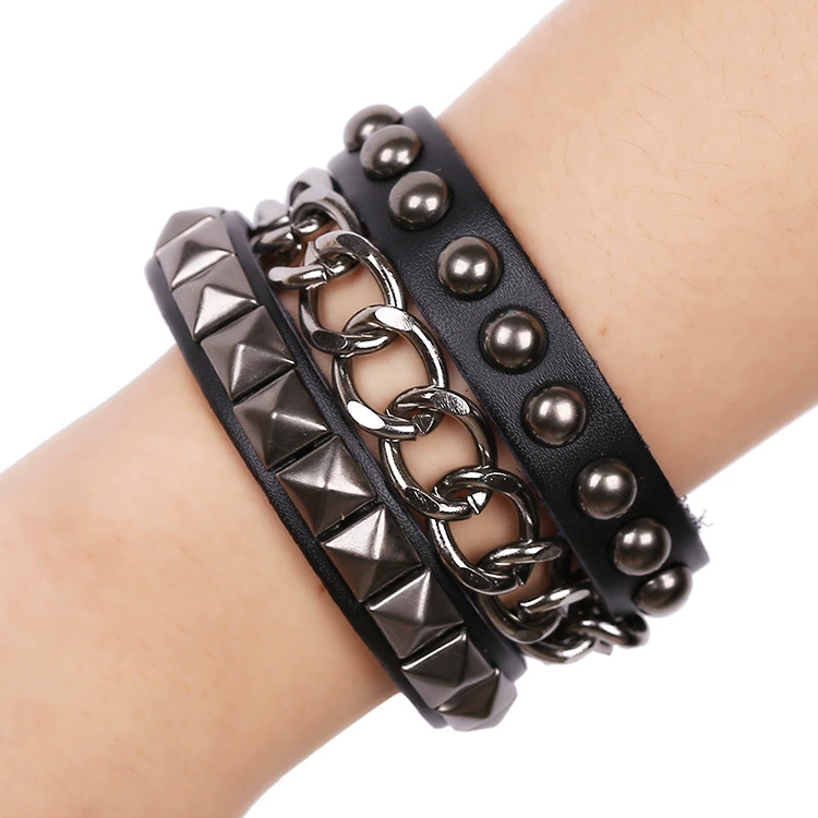 Bracelet, leather accessory, direct factory sales, punk style, genuine leather, European style