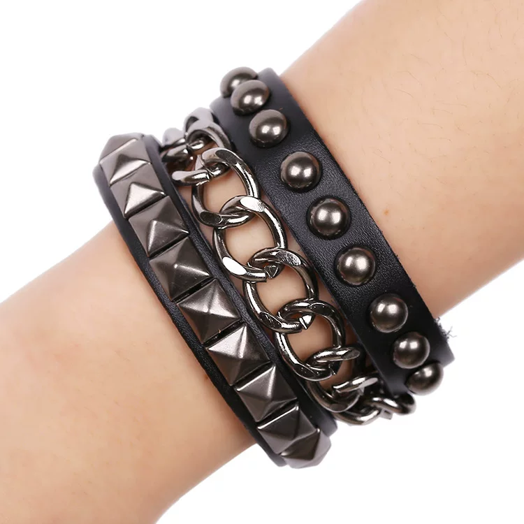 Bracelet, leather accessory, direct factory sales, punk style, genuine leather, European style