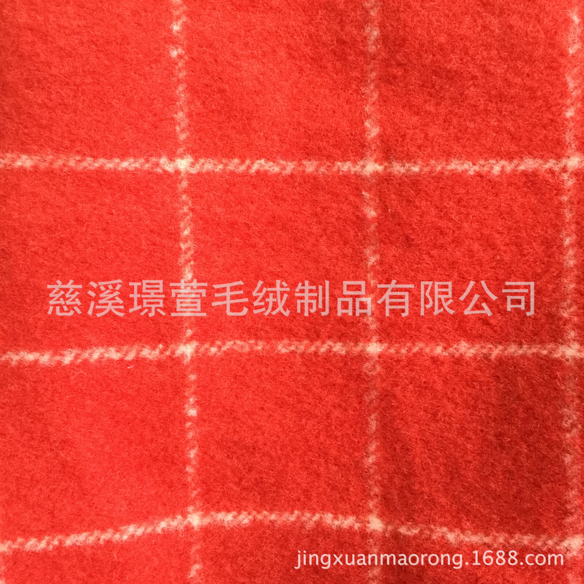 厂家直供毛呢 反吹风羊毛呢 女装大衣 橘色新款格子 服装面料布料