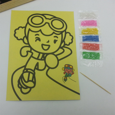 儿童中号沙画DIY手工制作材料包12.5*17cm六色砂幼儿益智玩具批发|ms