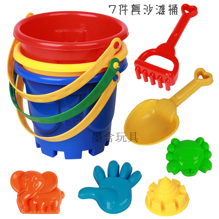 179-12A 大号7件套沙滩桶 儿童沙滩玩具套装玩沙挖沙工具厂家批发