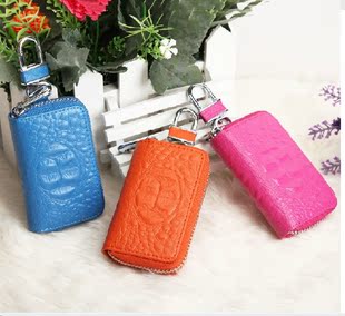 Factory direct wholesale crocodile pattern Leather Special car key bag cowhide colorful explosion key bag