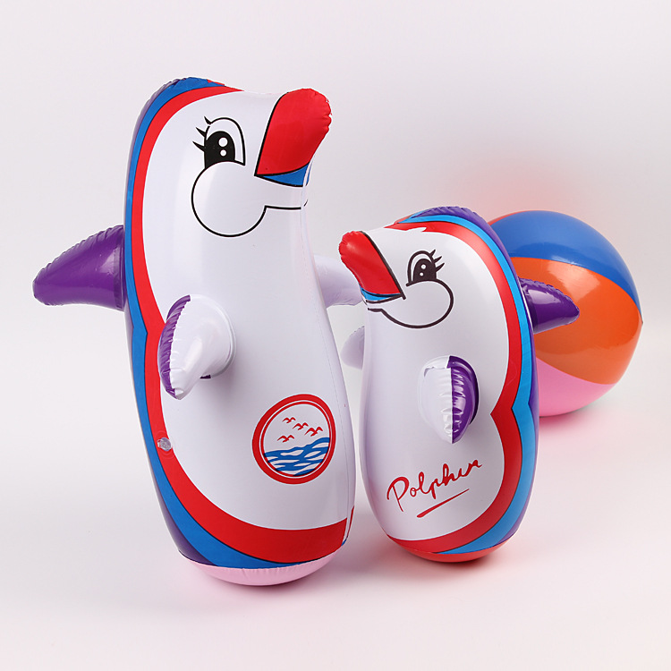 36cm中号充气企鹅不倒翁 儿童充气玩具 加厚底部自带沙子 批发|ms