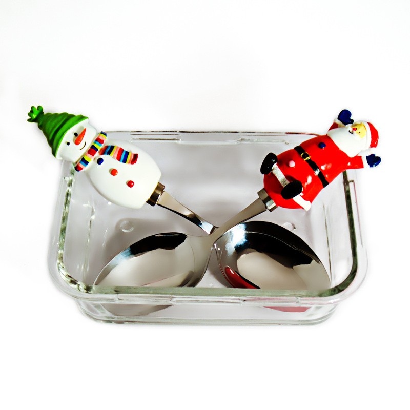 Christmas gift tableware set stainless steel spoon poly resin handle gift box Foreign Trade Promotion