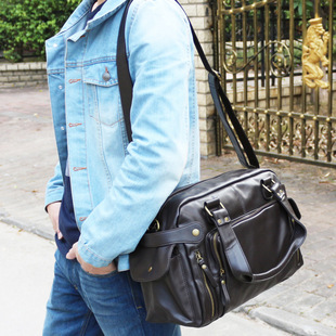 Korean Style New Shoulder Bag Pu Leather Men's Bag Shoulder Crossbody Bag Men's Handbag Trendy Large Capacity Travel Bag