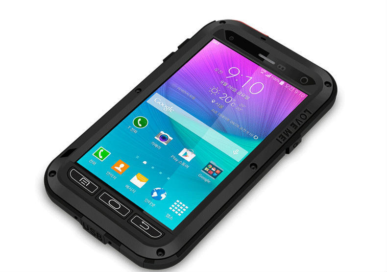 LOVE MEI Powerful Water Resistant Shockproof Dust/Dirt/Snow Proof Aluminum Metal Outdoor Heavy Duty Case Cover for Samsung Galaxy Note 4