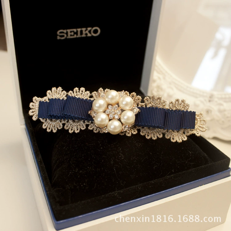 Korean elite hairgrip handmade from pearl with bow, hairpins, hair accessory, Korean style, wholesale