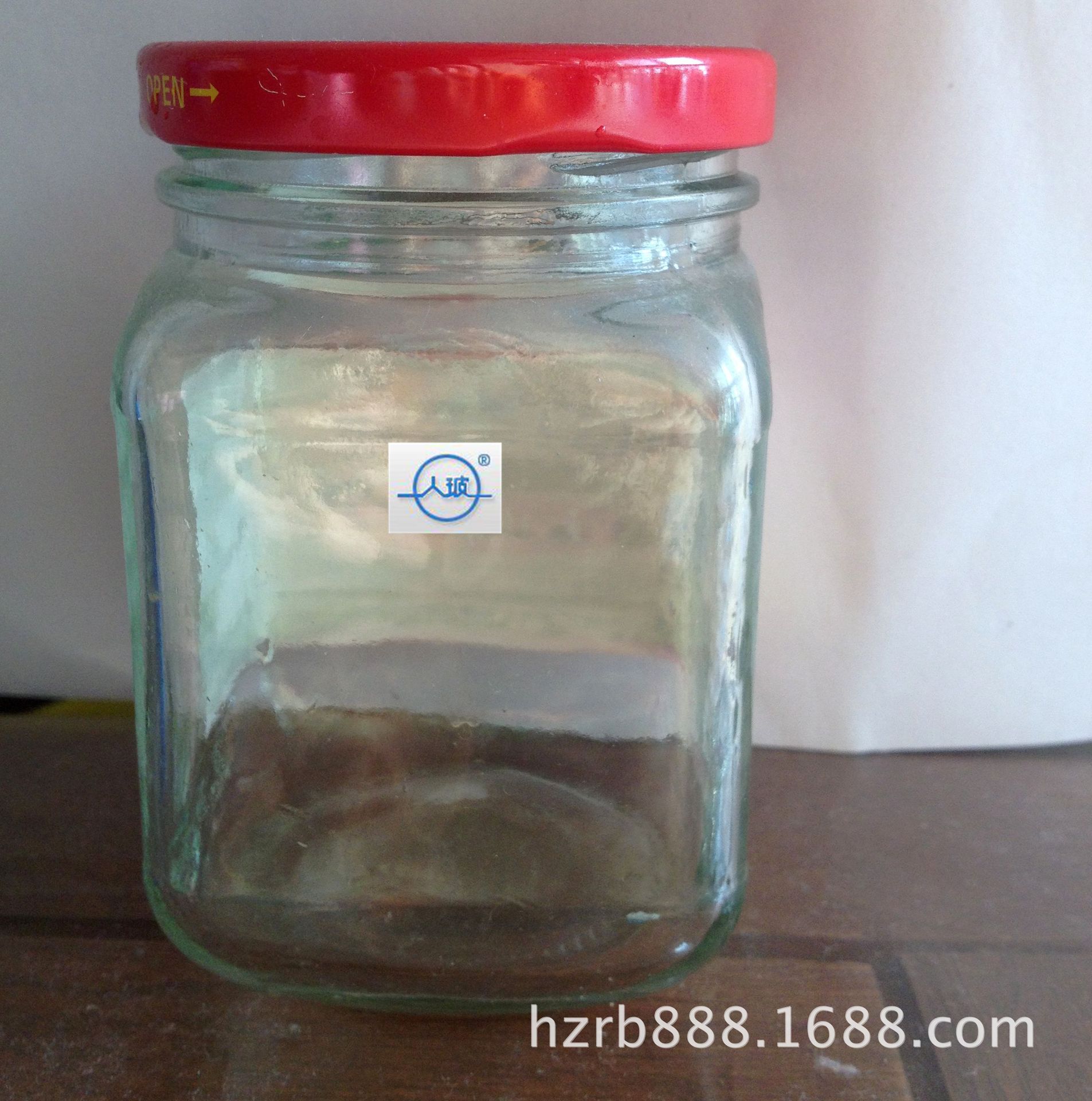 【人玻】500ML透明包装玻璃方瓶密封蜂蜜瓶食品广口玻璃罐批发