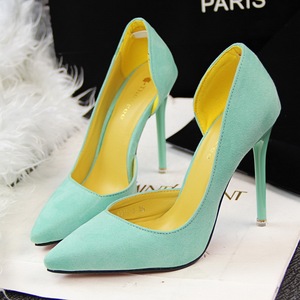 Han edition fashion contracted 8915-3 high heel with suede shallow thin mouth pointed sexy side hollow out shoes