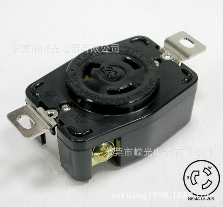 JT-520LR NEMA L5-20R 美规接线插座 20A 125V 防脱落 发电机插座