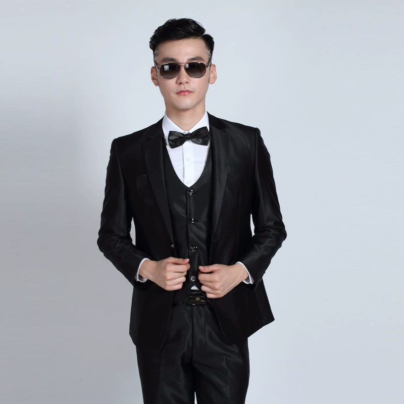 Пиджак-смотритель летний классический чёрный костюм, набор, 2019, slim fit, корейский стиль