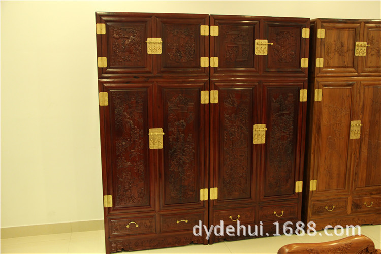 Dongyang Mahogany furniture Africa Rosewood Hundred children Top cabinet solid wood Wardrobe Rosewood bedroom Lockers a pair