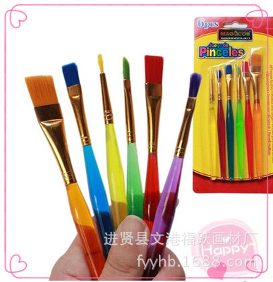 出口高品质6支装彩色杆儿童DIY画笔美甲笔水粉笔蛋糕奶油笔批发
