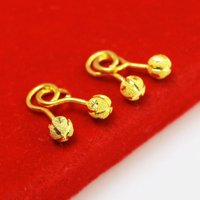 正品 黃金耳環足金999 24K純金耳釘女款彎鈎耳鈎心形送老婆情人