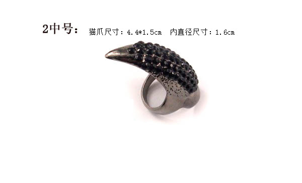 Articulated Diamonds Exaggerated Long Nails Punk Style Fashion Diamond Embellished Cat Demon Tips Long Nail Sleeve Ring display picture 14