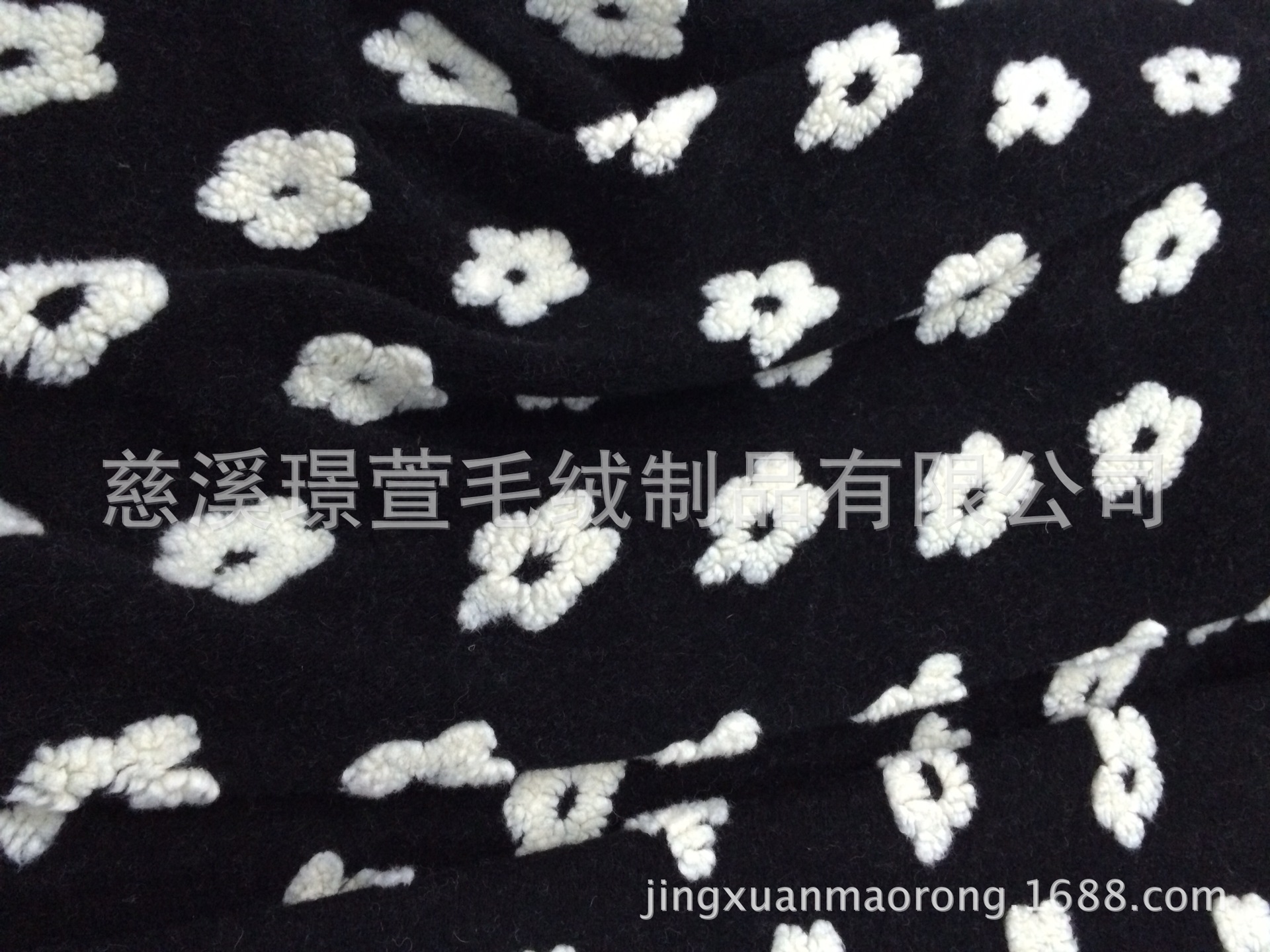 厂家直供布料 提花羊毛呢向时尚日葵布料 秋冬服装胚布 毛绒面料